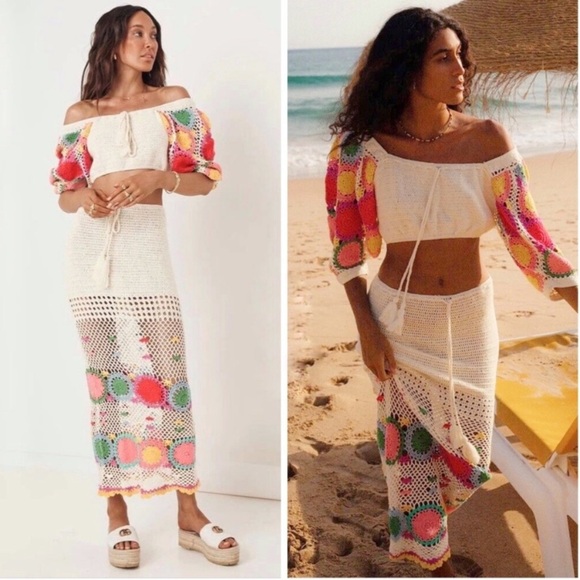 Spell & The Gypsy Collective Let The Sunshine In Rainbow Crochet Maxi Skirt - Picture 4 of 9